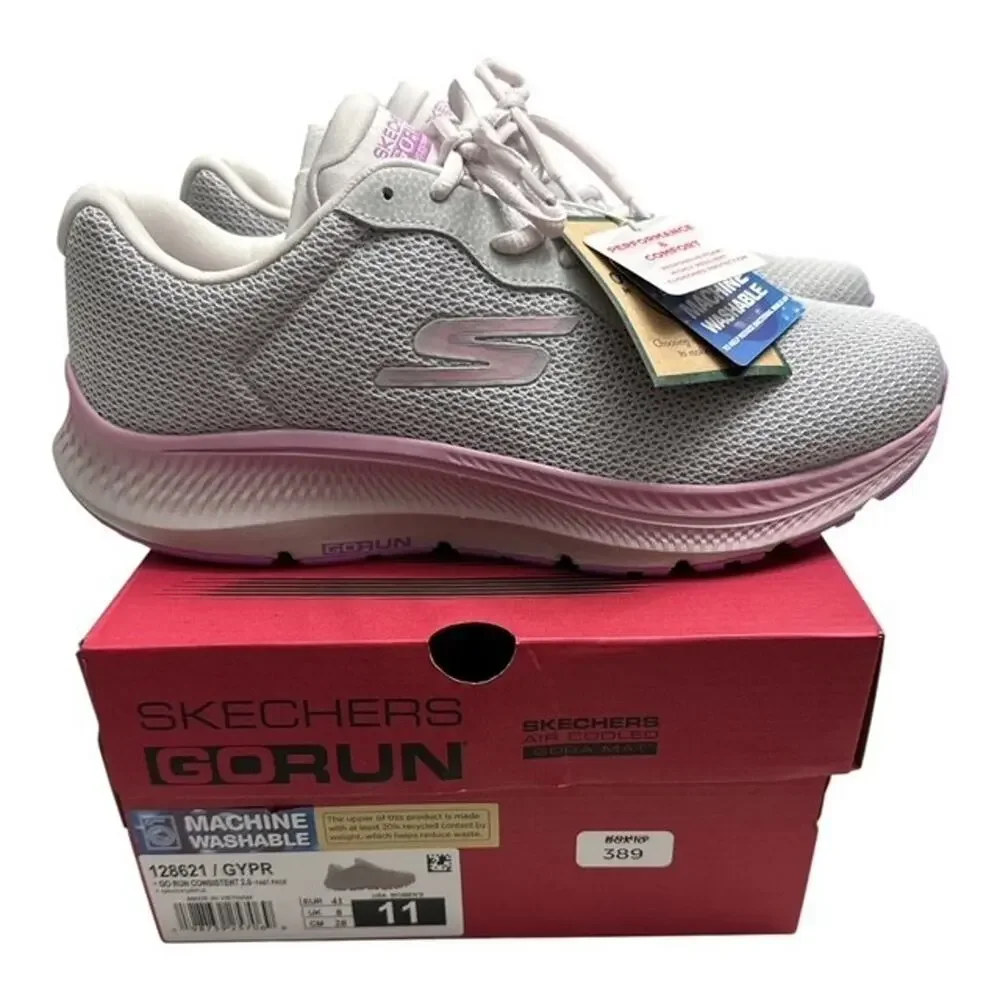 Skechers Go Run Consistent 2.0 Engaged Athletic Shoes 128621 Gray Pink size 11